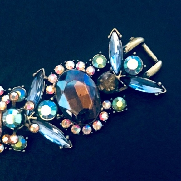 Rare Bassett Vintage Smokie Blue Crystal Bracelet - Picture 2 of 7